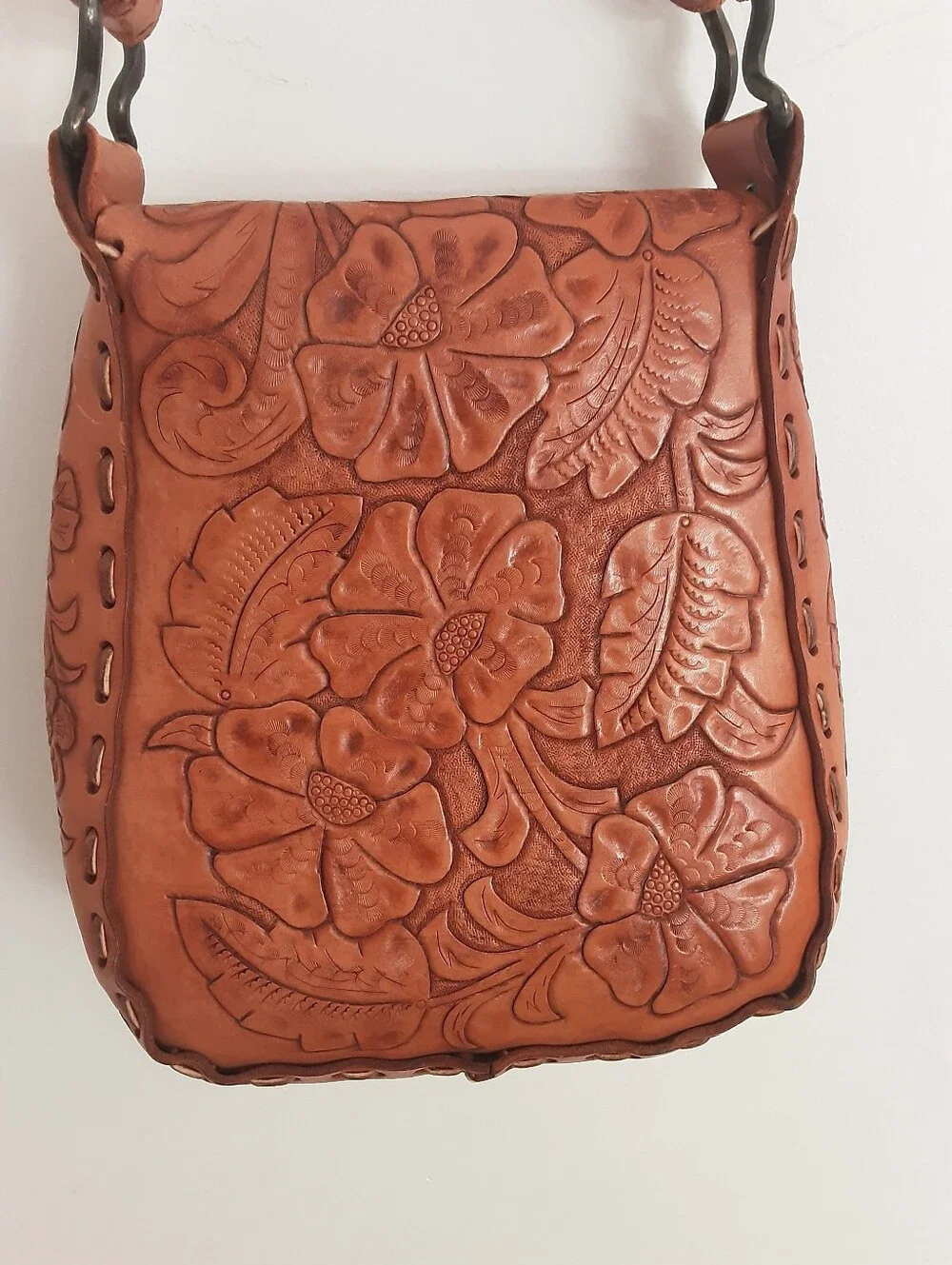 Unbranded Vintage Tooled Leather Bag Shoulder Handbag Floral Personalized PMF